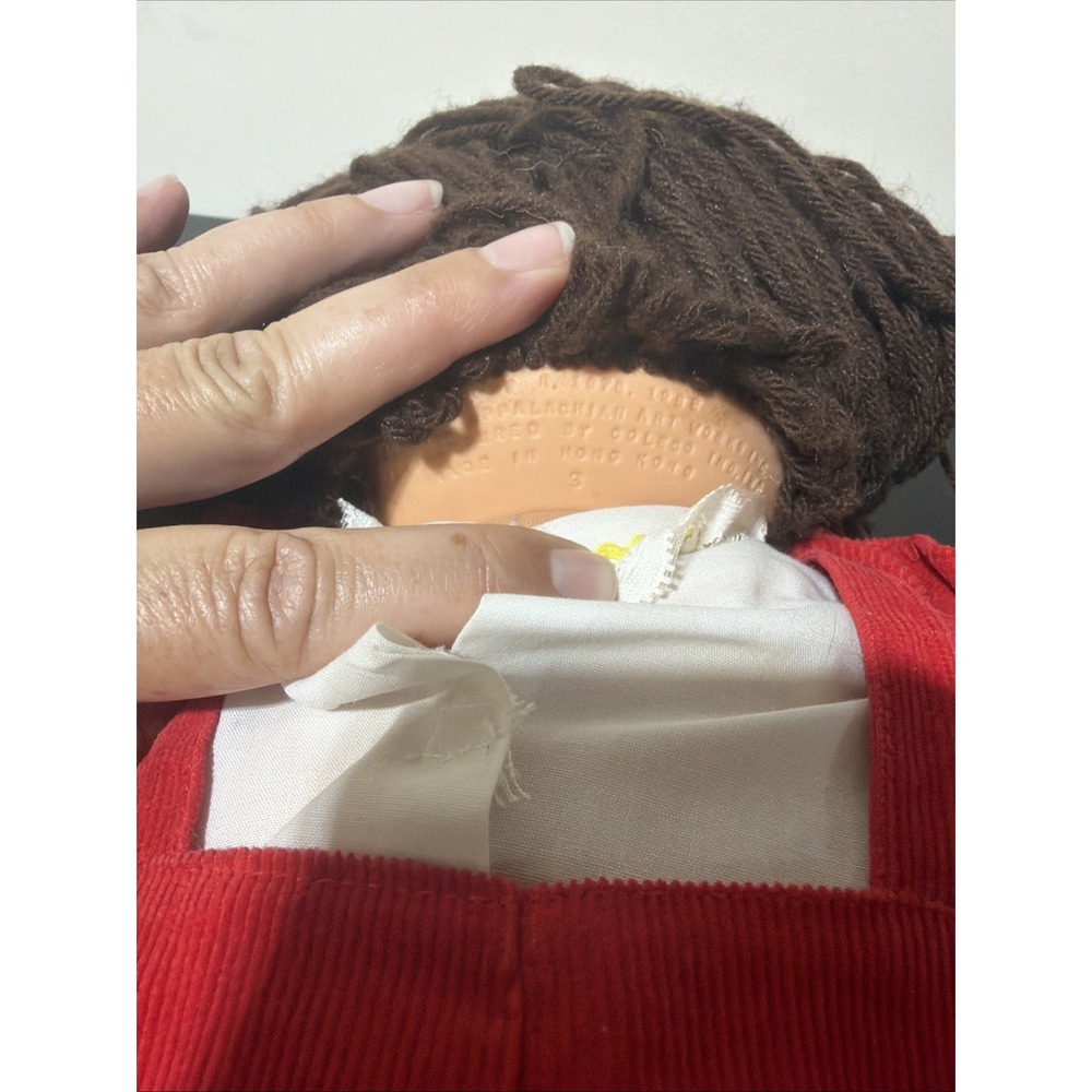 Vintage 1982 Cabbage Patch Doll in Red Coveralls Brown Hair and Brown Eyes - Picture 4 of 6